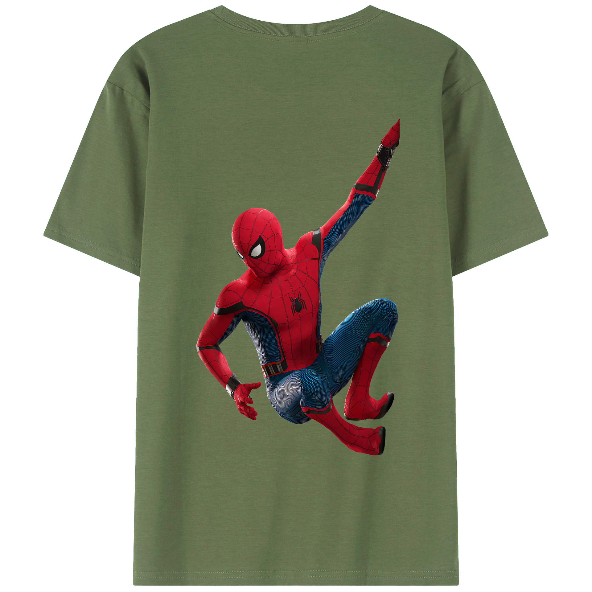 （画像用） Spider Man スパイダーマン 綿100％ メンズ半袖Tシャツ（バックプリント） 通気性